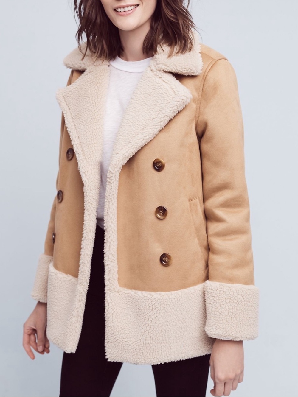 Anthropologie MOTHER shearling sherpa faux fur coat in honey jacket XS